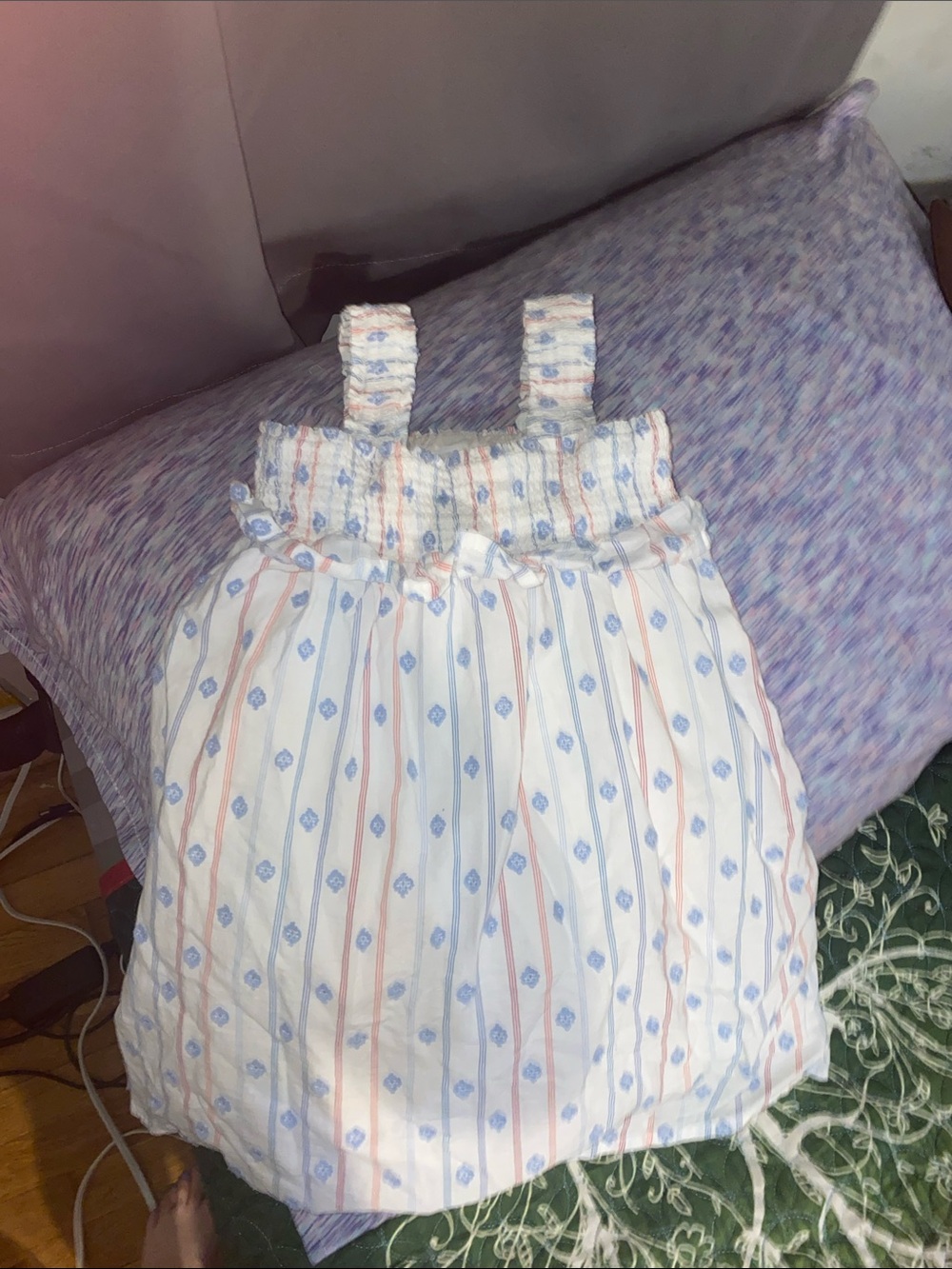 Cat & Jack White Dress with Blue and Peach Details 3T
